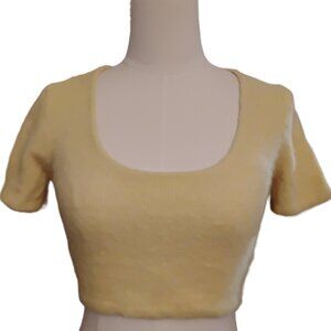Zara -M- wool polyesters crop top Pastels yellow